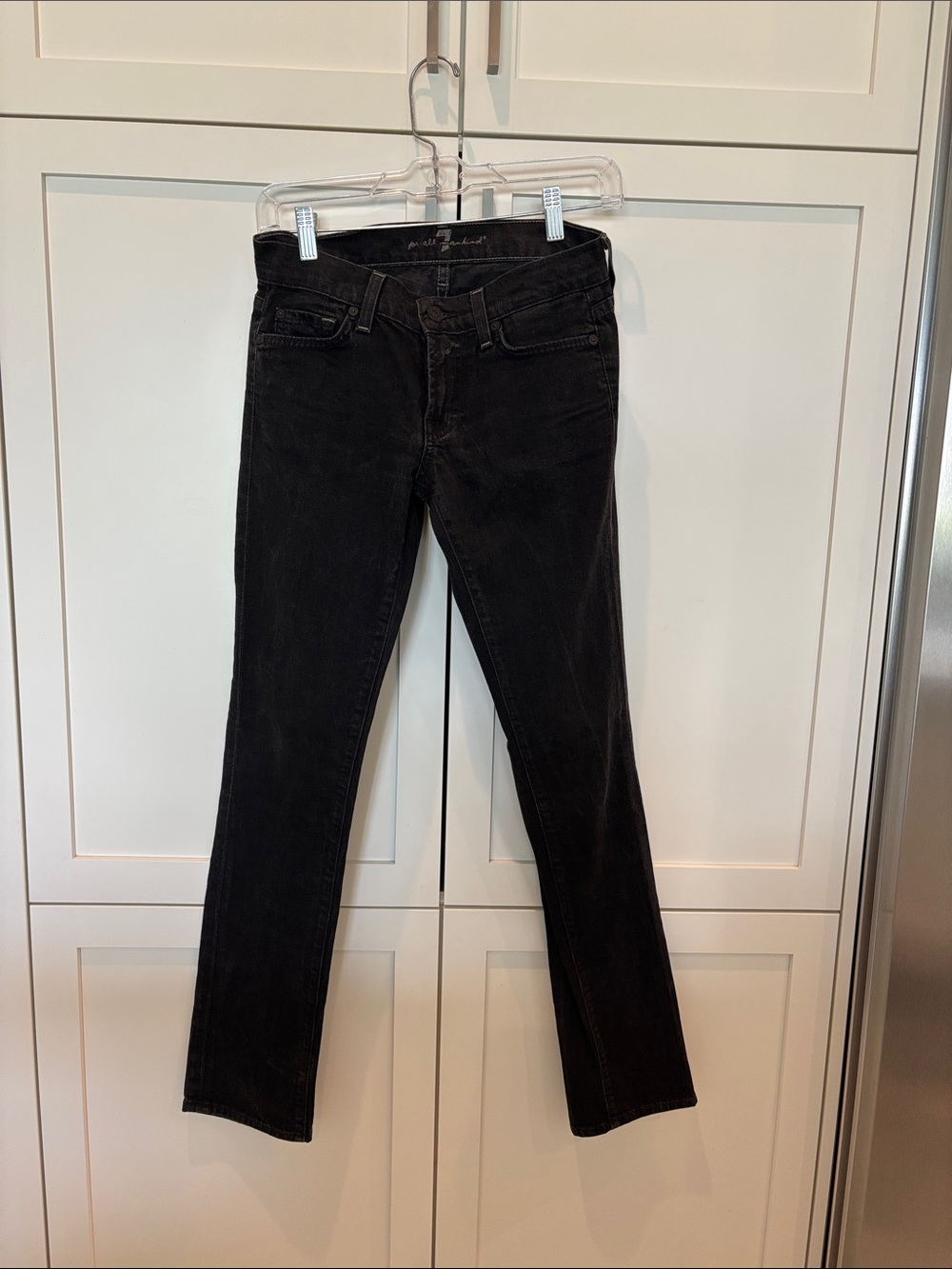 7 For All Mankind Black Slim Straight Jeans